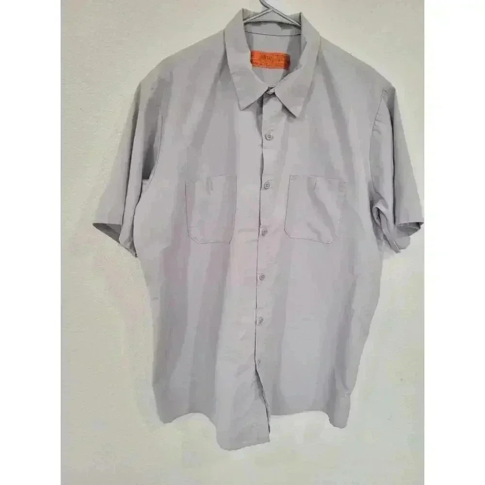 Red Kap‎ Mens XL Gray Industrial Work Shirt #4